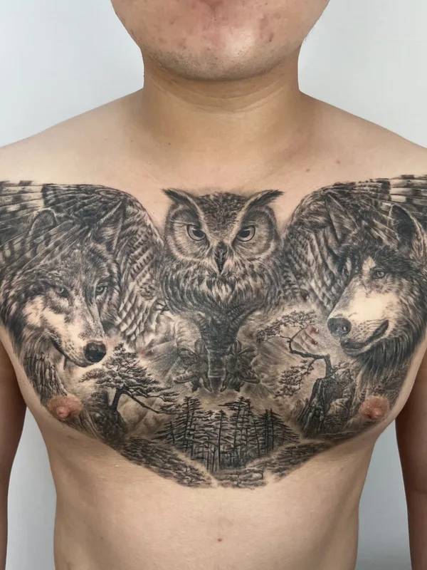 male black and grey realism tattoo on chest #82023 | Tattoo Artist Jay Han