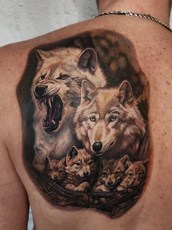 color realism tattoo on shoulder blade #82133 | Tattoo Artist Юрий Куйдунен 
