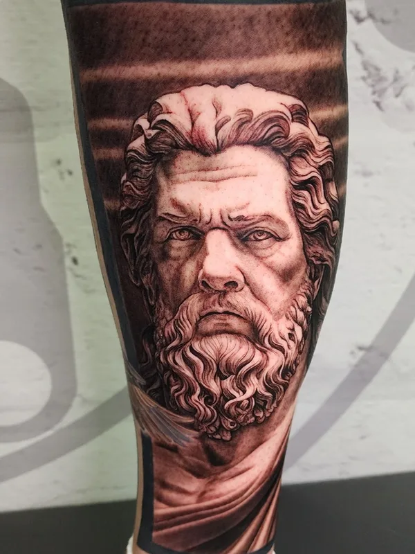black and grey realism tattoo on calf #82140 | Tattoo Artist Юрий Куйдунен 
