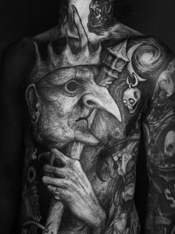 Biomechanical tattoo by Deni Aktemirov in Saint Petersburg
