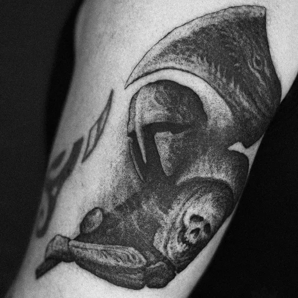 Биомеханика tattoo by Deni Aktemirov in Санкт-Петербург