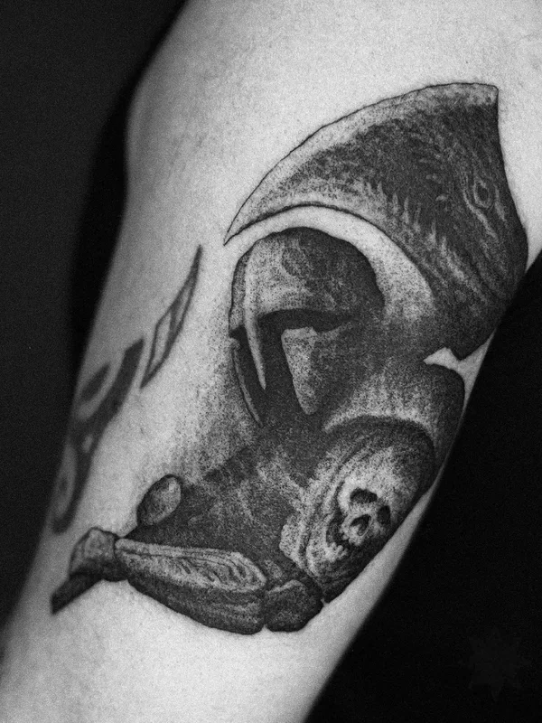 Biomechanical tattoo by Deni Aktemirov in Saint Petersburg