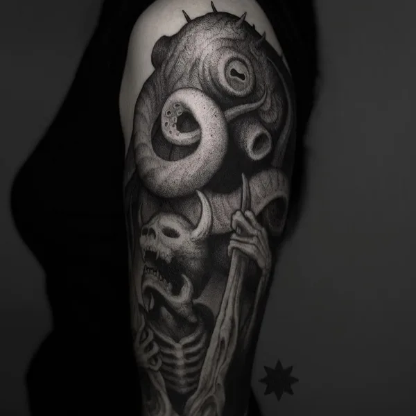 Биомеханика tattoo by Deni Aktemirov in Санкт-Петербург
