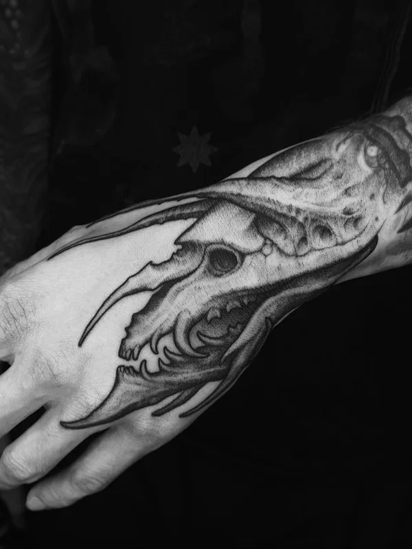Biomechanical tattoo by Deni Aktemirov in Saint Petersburg