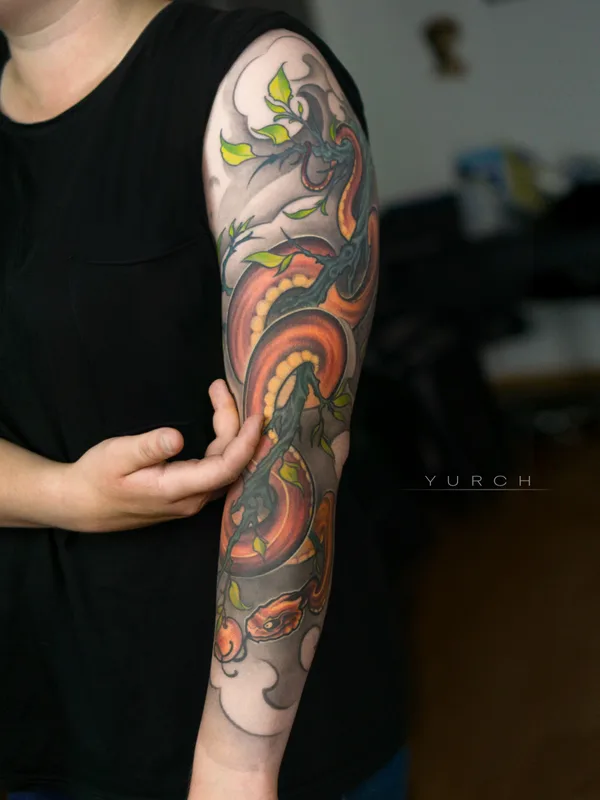 color japanese Tatuagem em full sleeve #82199 | Tatuador Юрий Черных