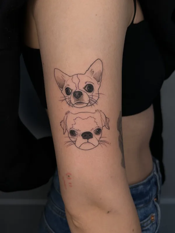 female black fineline татуировка на upper arm #82222 | Тату мастер Лейла Куприна