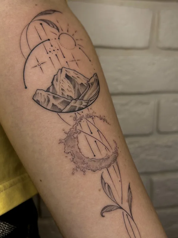 black and grey linework татуировка на forearm #82221 | Тату мастер Лейла Куприна