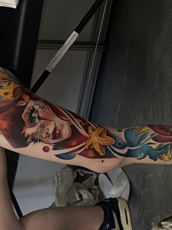 color illustrative татуировка на thigh #82289 | Тату мастер Анастасия Ах