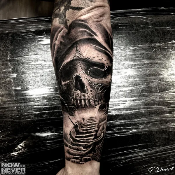 Horror tattoo by Dominik Goralczyk in Barcelona