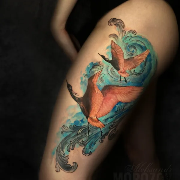 Watercolor tattoo by Alex Morozov in Berlin