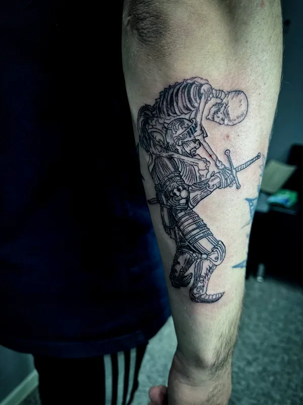 male black blackwork татуировка на forearm #82476 | Тату мастер Карина Волкова