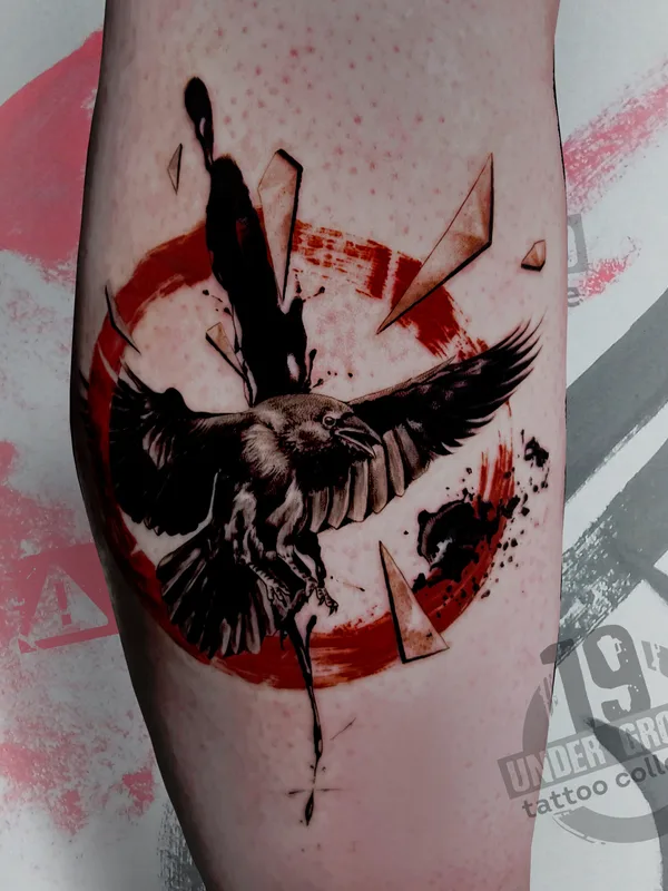 female color trashpolka Tatuagem em shin #82566 | Tatuador Антон Козловских