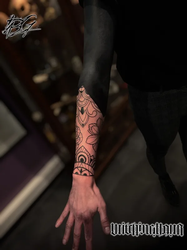 black blackwork tattoo on forearm #82719 | Tattoo Artist Bobby Grey