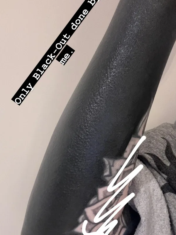 black blackout tattoo on forearm #82734 | Tattoo Artist Bobby Grey