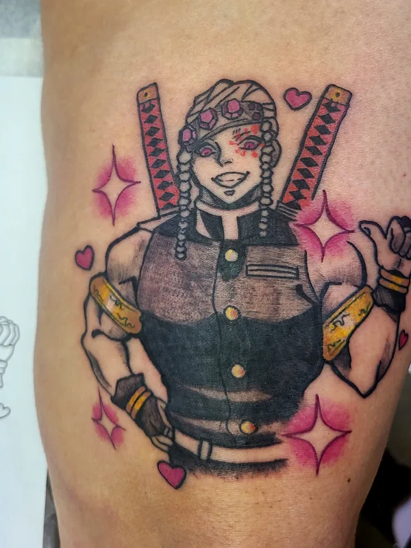 color anime Tatuagem em thigh #82846 | Tatuador Gnaski Helloms