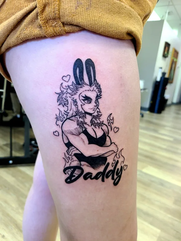 black anime Tatuagem em thigh #82850 | Tatuador Gnaski Helloms