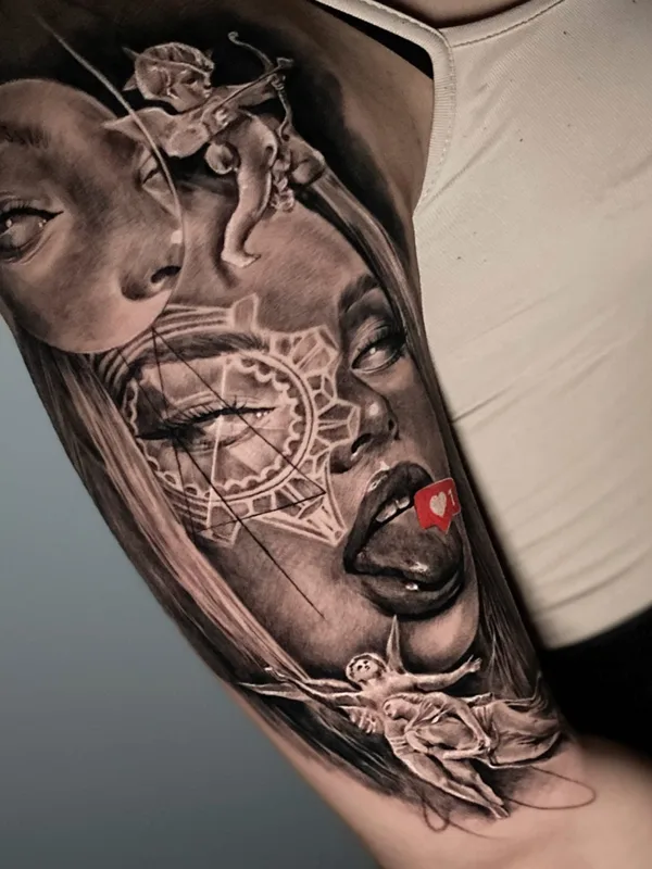 female black and grey realism 타투 부위 full sleeve #82888 | 타투이스트 Владислав Трэйк