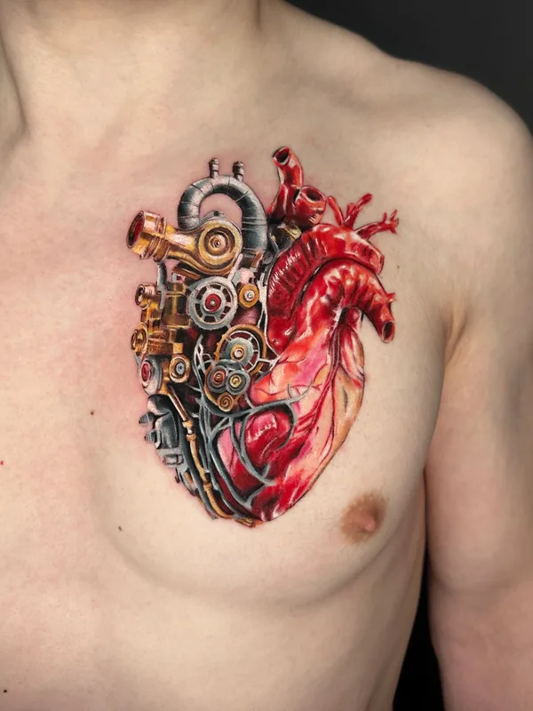 male color realism tattoo on breast #83078 | Tattoo Artist Виктория Маслова
