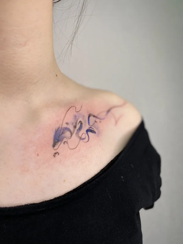 female color watercolor татуировка на shoulder #83092 | Тату мастер Ксения Артемова