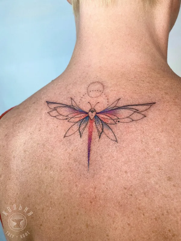 female color fineline Tatuaggio su back #83169 | Tatuatore Екатерина Максимова