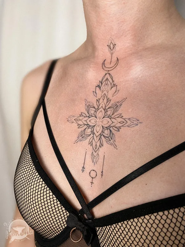 female black jewelry Tatuaggio su breast #83176 | Tatuatore Екатерина Максимова
