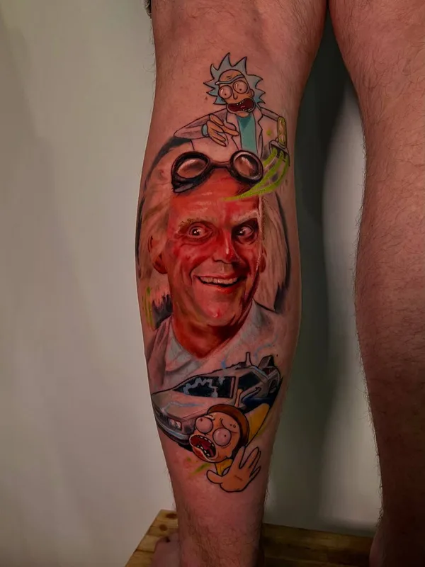 color illustrative tattoo auf calf #83196 | Tätowierer Лиза Петрова