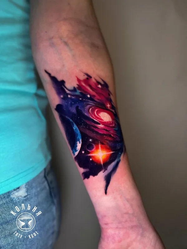color watercolor tattoo auf forearm #83199 | Tätowierer Лиза Петрова