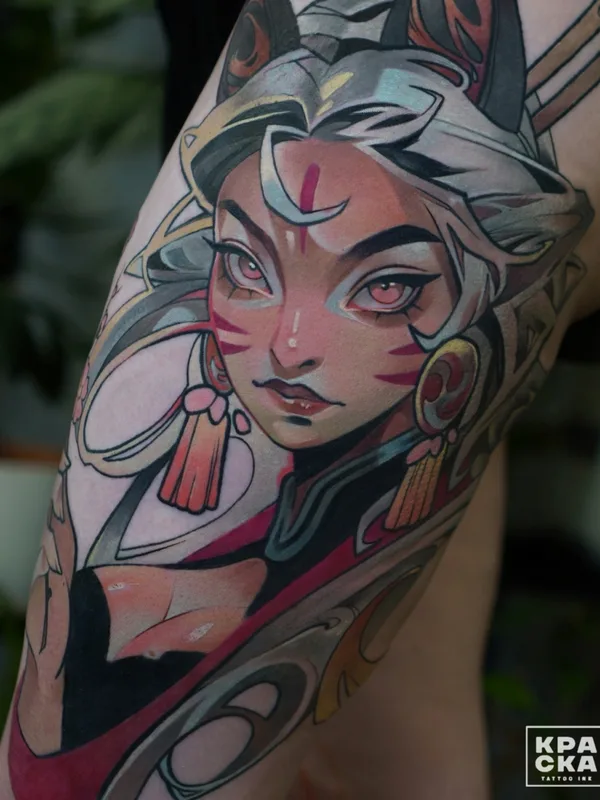 female color anime tattoo auf upper arm #83280 | Tätowierer Анна Рубиросса