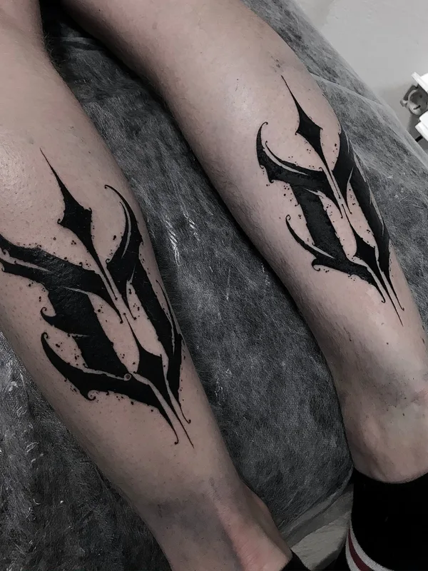 black blackwork tattoo on calf #83349 | Tattoo Artist AlexBel