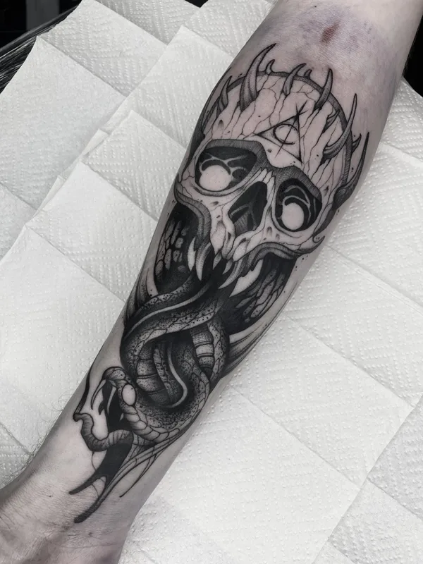 black and grey black and grey tattoo on forearm #83350 | Tattoo Artist AlexBel