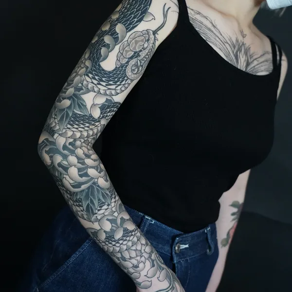 Japanese tattoo by Horikaka in Seoul