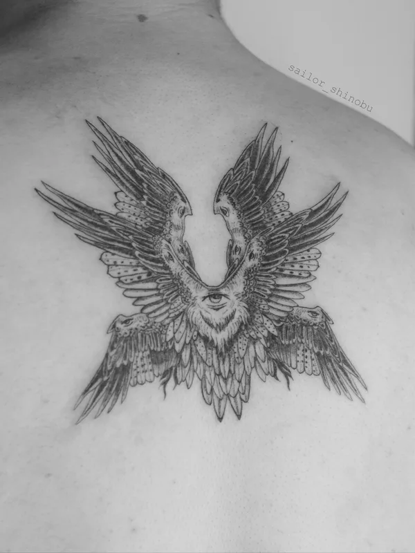 black and grey blackwork татуировка на upper back #83485 | Тату мастер Анастасия Дьячкова