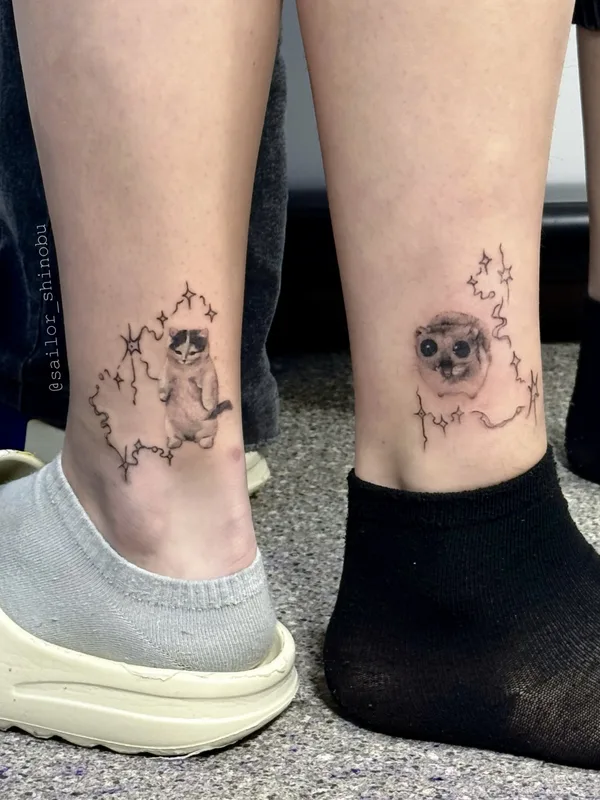 black and grey sketch татуировка на ankle #83491 | Тату мастер Анастасия Дьячкова