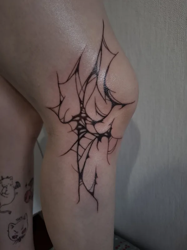 female black tribal татуировка на leg #83498 | Тату мастер Ульяна Прохорова 