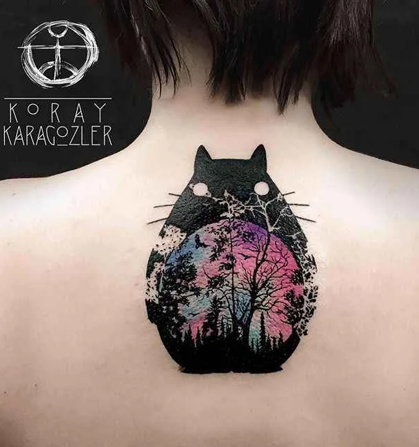 color illustrative tatouage sur upper back #304 | Artiste tatoueur Koray Karagözler