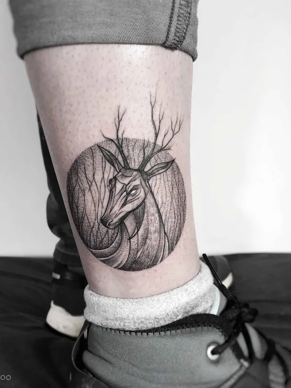 black and grey blackwork татуировка на ankle #19924 | Тату мастер Инесса Кравец