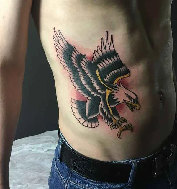 male color traditional 纹身 在 ribcage #17798 | 纹身师 Алексей