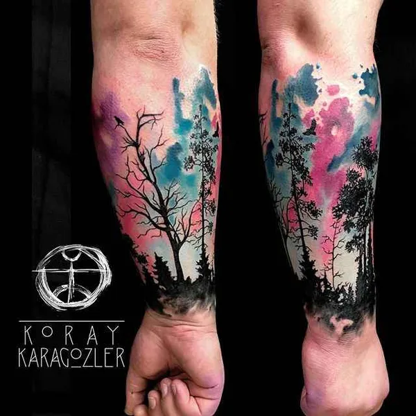 Watercolor tattoo by Koray Karagözler in Antalya
