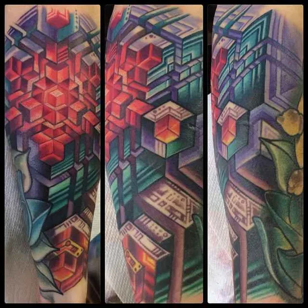 Biomechanical tattoo by Mike Cole