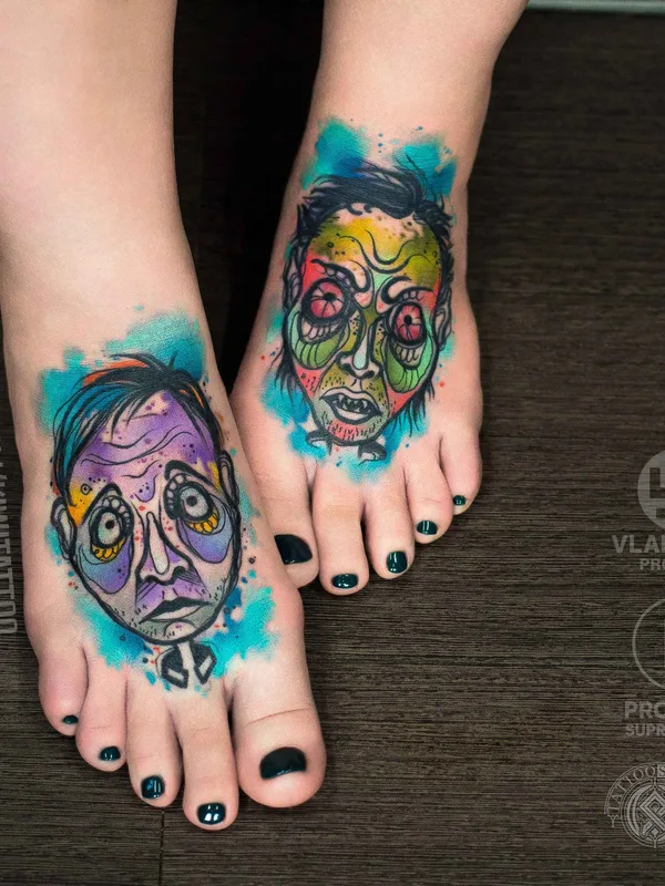 color illustrative татуировка на foot #11487 | Тату мастер Виктория KIWI Григорьева