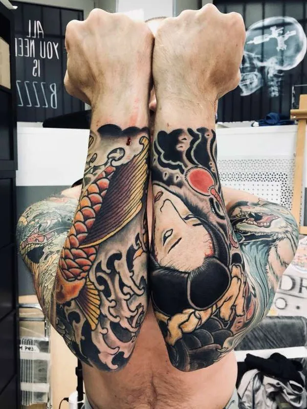 male color japanese татуировка на full sleeve #22342 | Тату мастер #Chavatattoo Sergey lepekhin