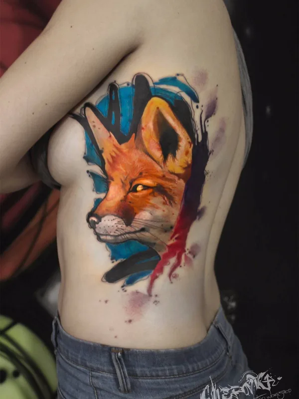female color realism Tatuaggio su ribcage #25630 | Tatuatore Илья Черник