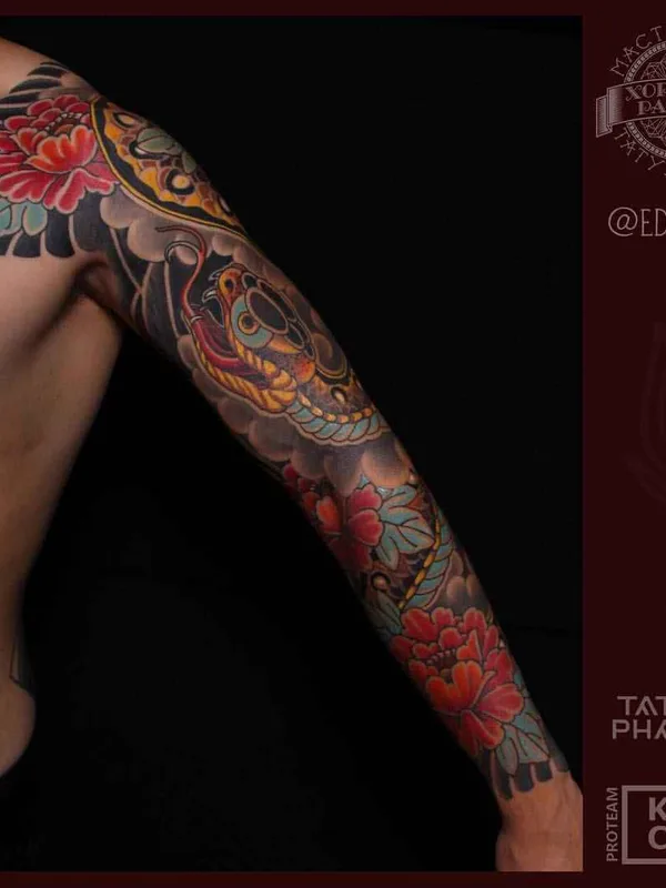 male color japanese 타투 부위 full sleeve #14482 | 타투이스트 Эдуард Сармаев