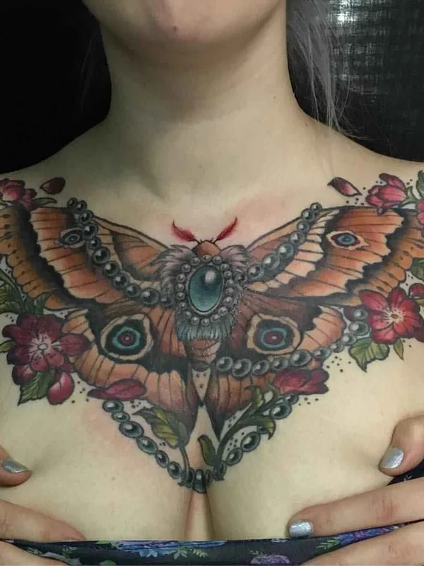female color neo traditional татуировка на chest #14452 | Тату мастер Илья Мартынов
