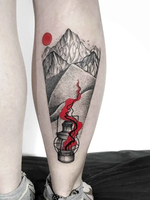 color blackwork татуировка на calf #19926 | Тату мастер Инесса Кравец