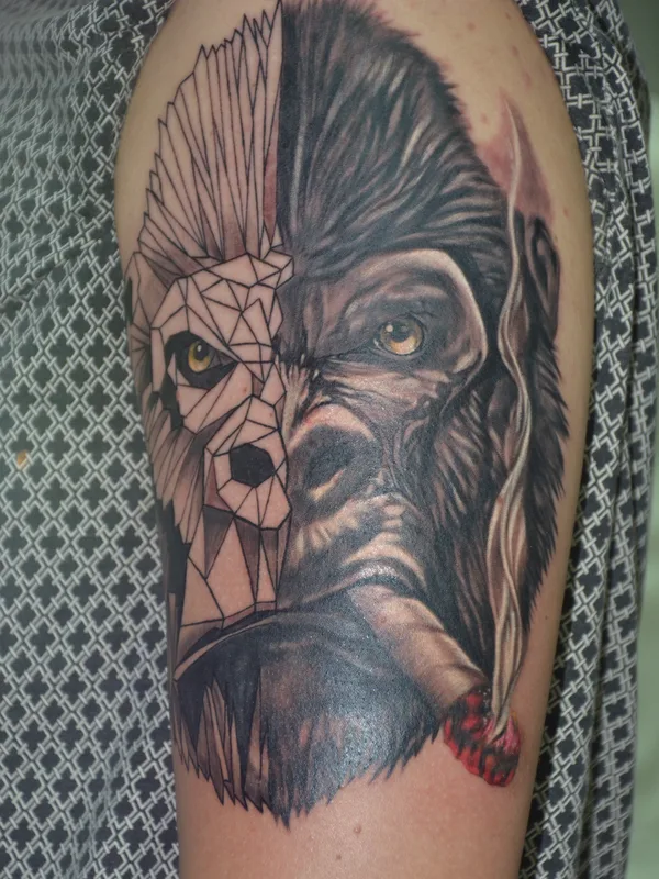 black and grey realism татуировка на upper arm #25999 | Тату мастер Вячеслав