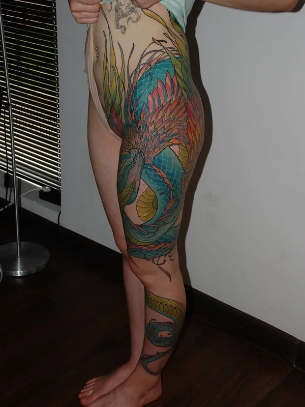 female color japanese татуировка на full leg #26179 | Тату мастер Стас Добряк
