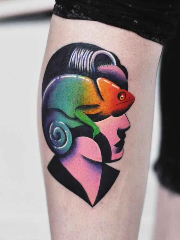 color illustrative tatuaje en thigh #10893 | Tatuador David Cote Peyote