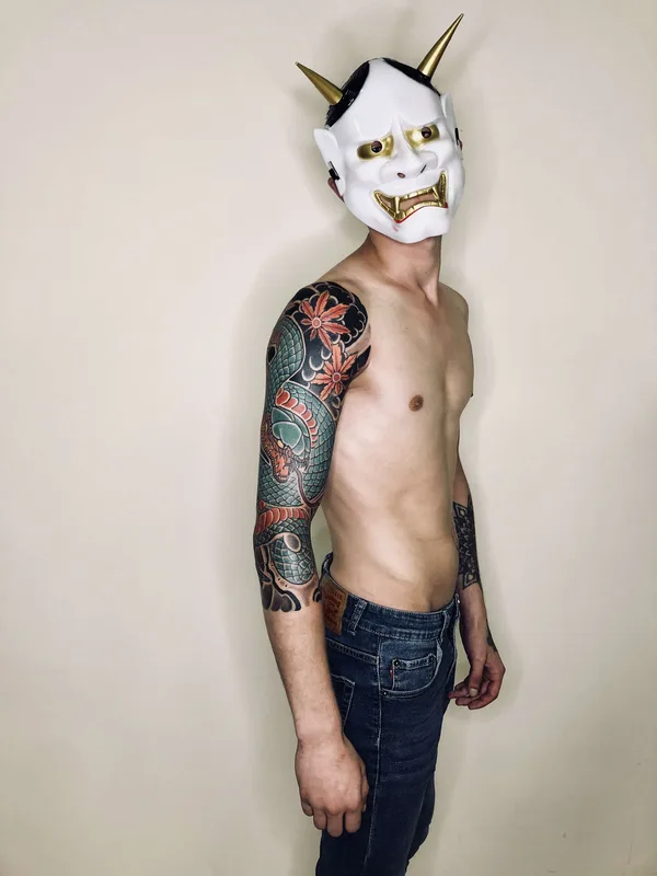 male color japanese татуировка на full sleeve #22343 | Тату мастер #Chavatattoo Sergey lepekhin