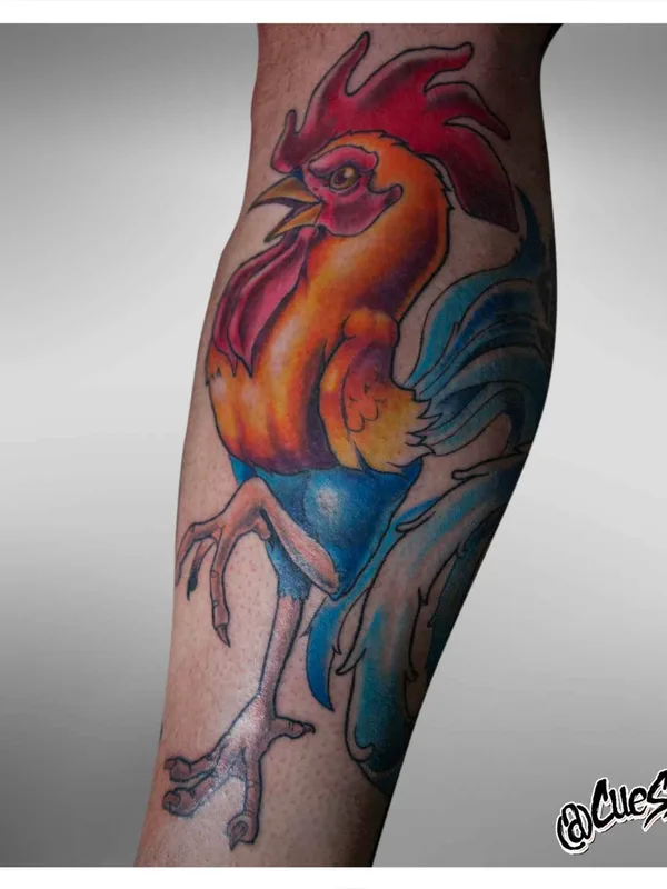 color new school tatuaje en calf #15986 | Tatuador Luis CuesNow Rangel